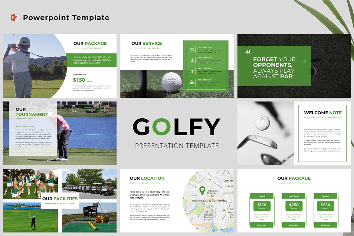 高尔夫内容介绍相关企业ppt模板总结ppt模板精美ppt模板