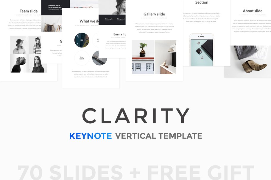 简约的ppt模板下载 Clarity Keynote Template + A4