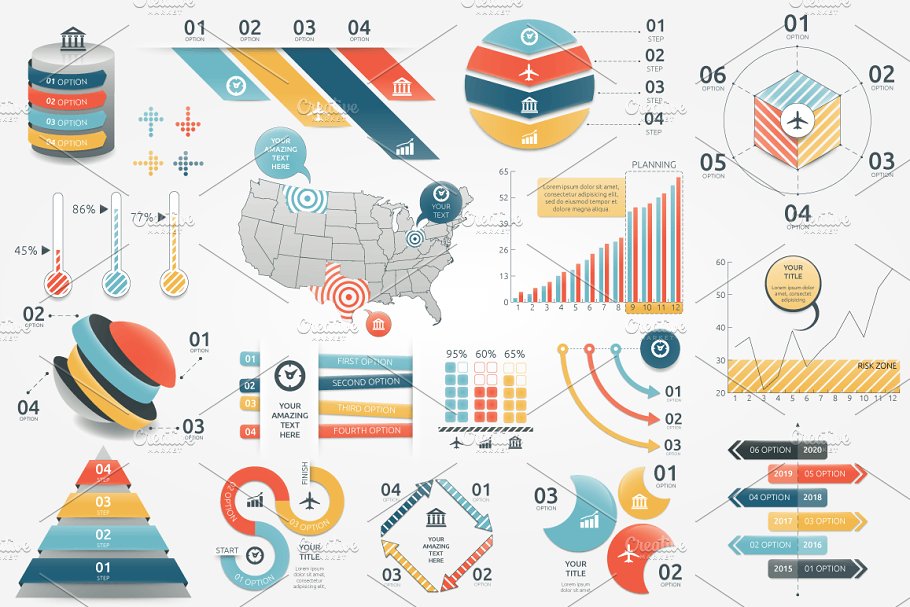 信息图标ppt素材 Infographic Elements Bundle