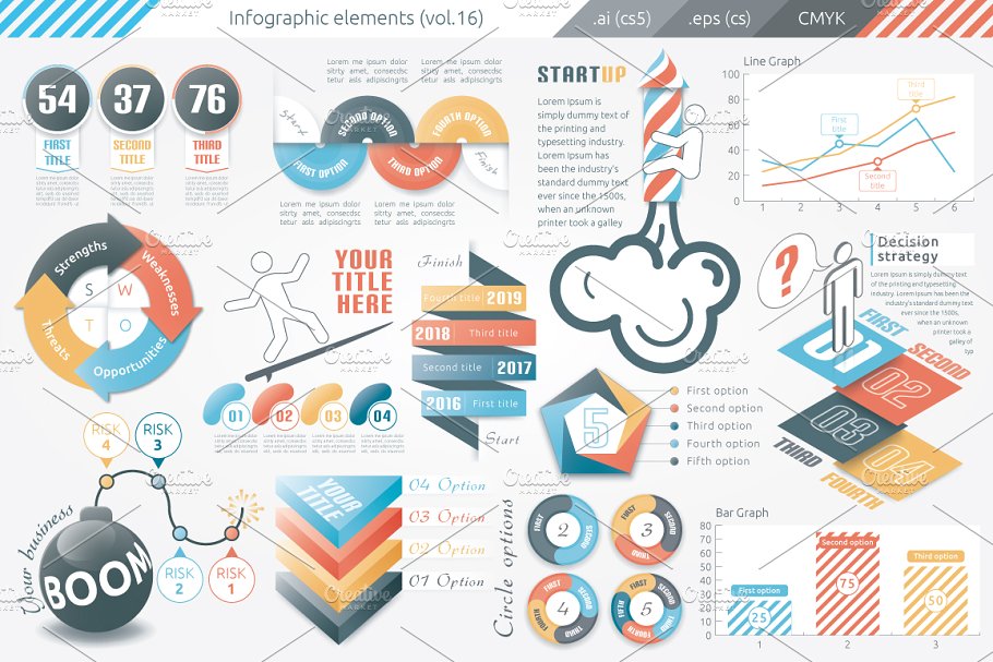 信息图表PPT素材包 Infographic Elements Bundle