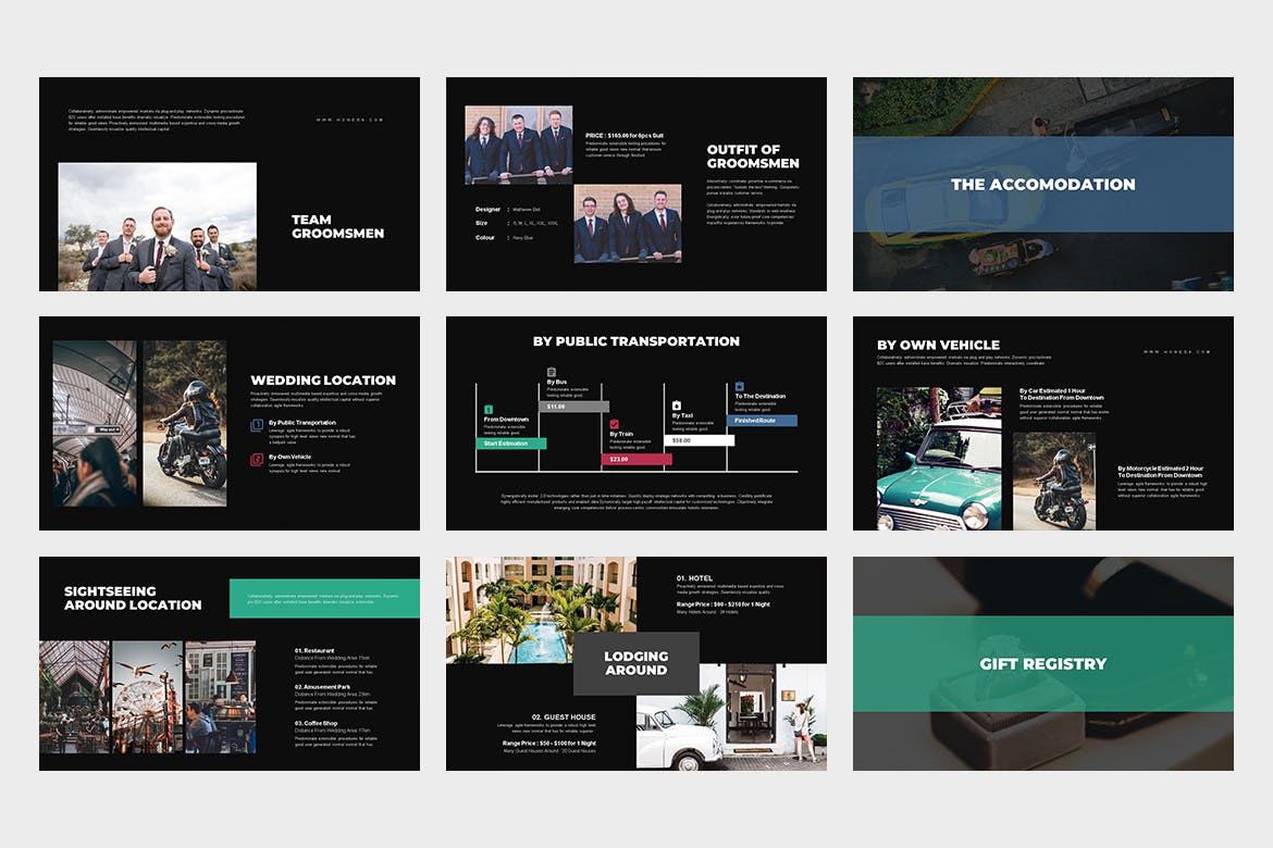 时尚高端专业的高品质婚礼策划师powerpoint幻灯片演示模板（pptx）