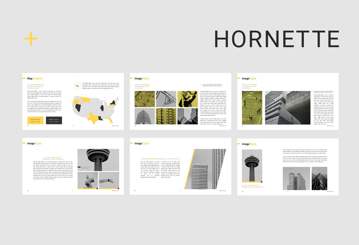 PPT | 现代极简商务VI提案演示幻灯片黄黑白灰高级色调