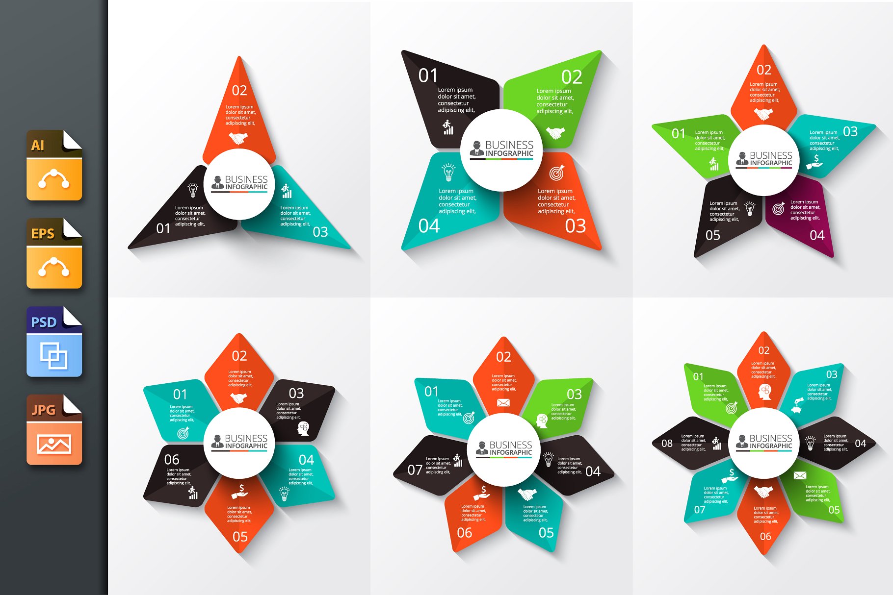 信息图表PPT素材 Infographics template set v.5