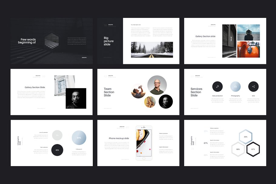 时尚Keynote幻灯片模板下载 Assume Keynote Template + GIFT