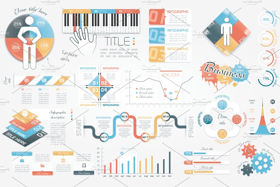 PPT素材信息图表统计图 Infographic Elements Bundle