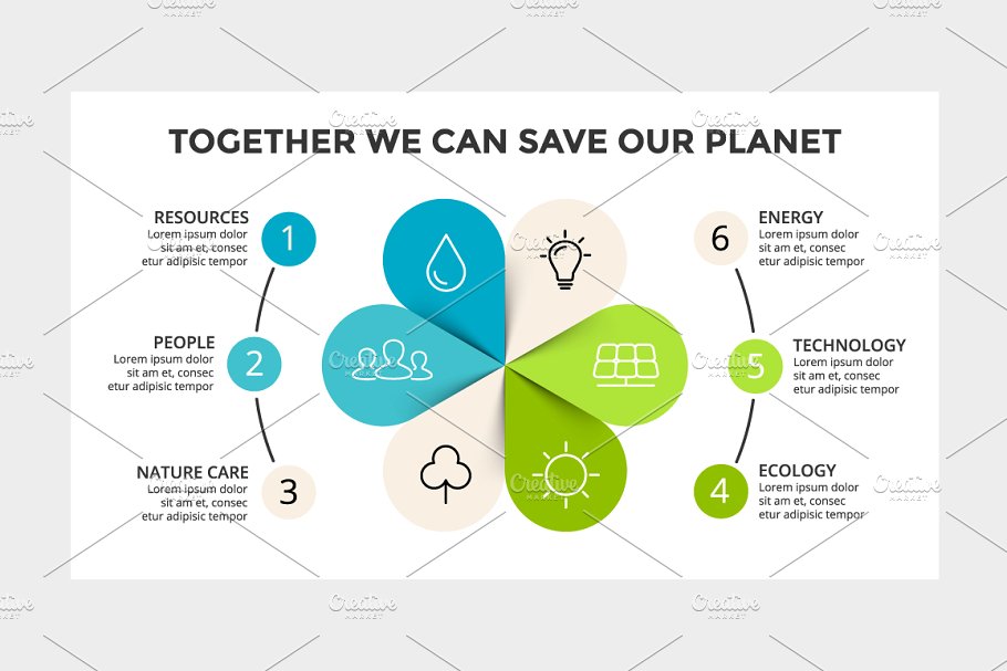 环形数据图表PPT模板 ECOLOGY – Circle Diagrams