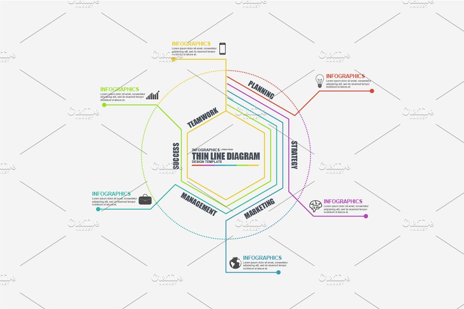 商业信息图表PPT素材 Thin Line Business Infographics