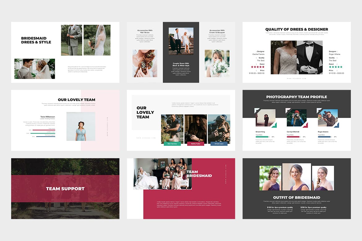 时尚高端专业的高品质婚礼策划师powerpoint幻灯片演示模板（pptx）