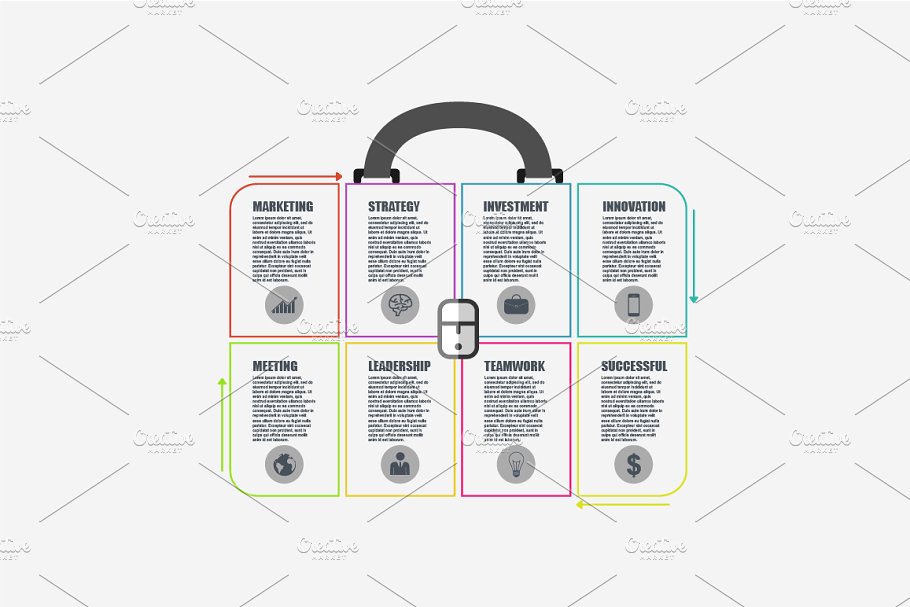 商业信息图表PPT素材 Thin Line Business Infographics