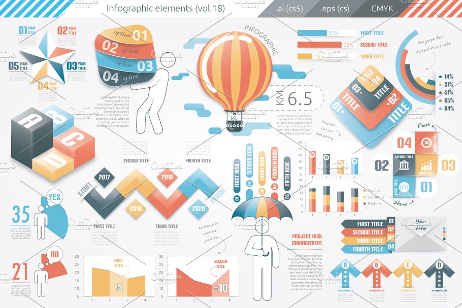 信息图表PPT素材包 Infographic Elements Bundle