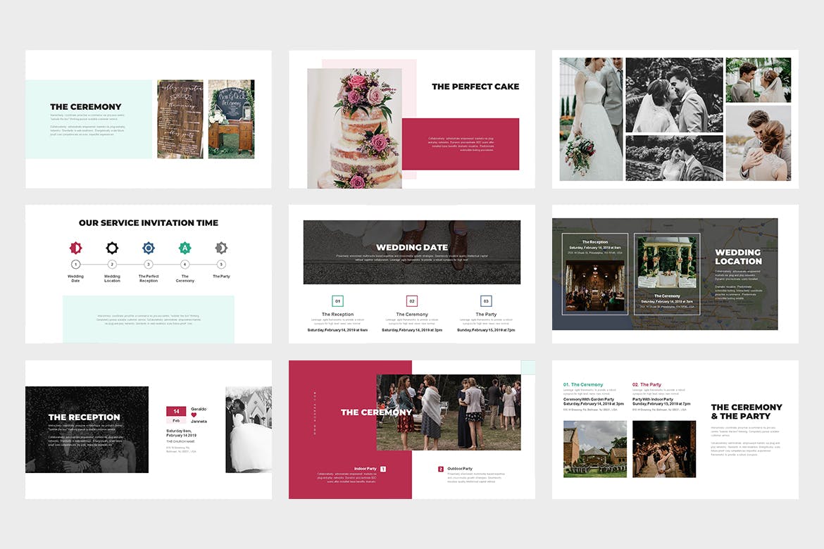 时尚高端专业的高品质婚礼策划师powerpoint幻灯片演示模板（pptx）