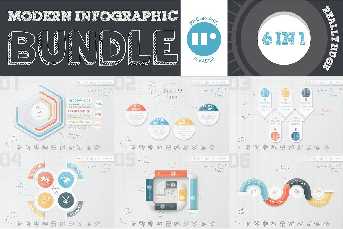 ppt素材信息图表 Infographic Bundle