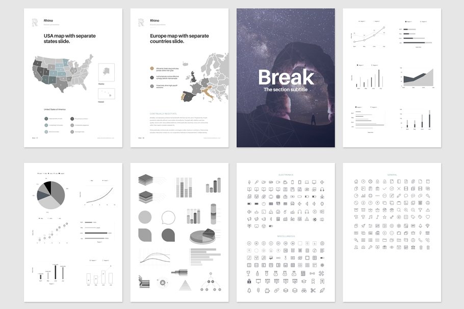 垂直主题模板 Rhino Vertical Keynote Template