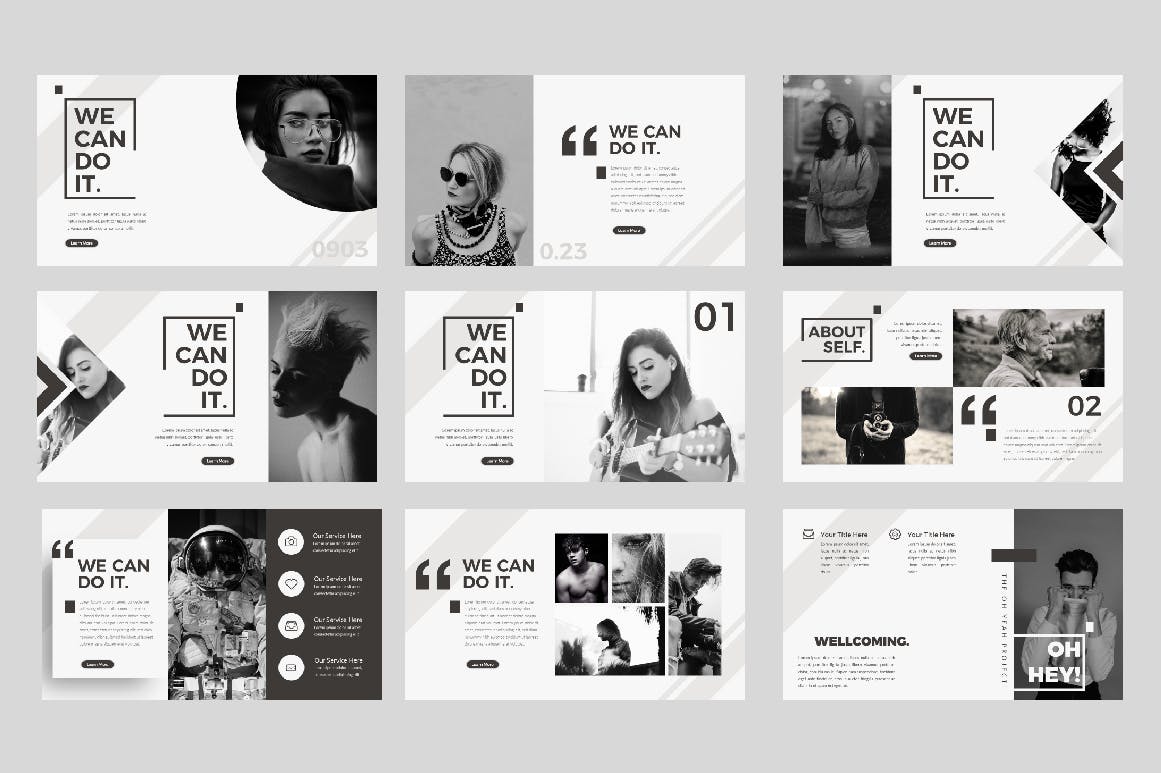 设计师专用黑白PPT模板好看的ppt模板下载优秀ppt模板下载[PPTX]