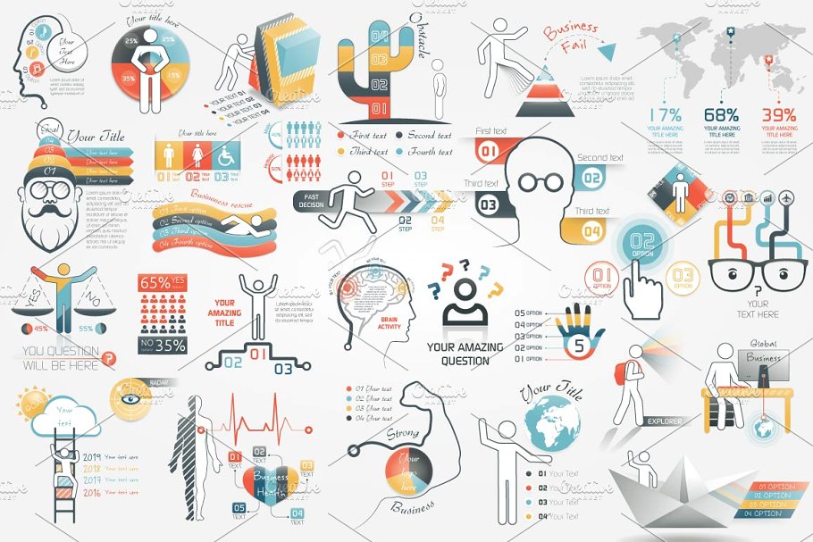 人类ppt信息图表素材 Human Infographic Bundle