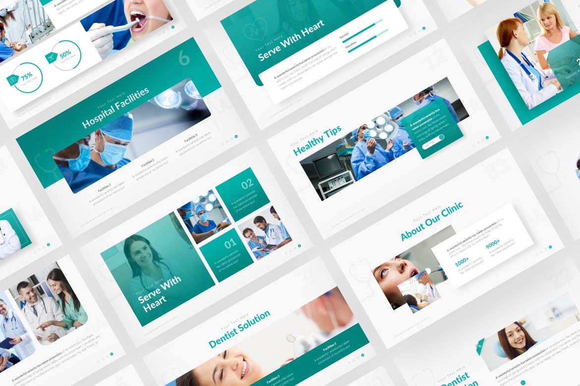 时尚高端多用途的高品质专业医疗健康医疗报告powerpoint幻灯片演示模板（pptx）