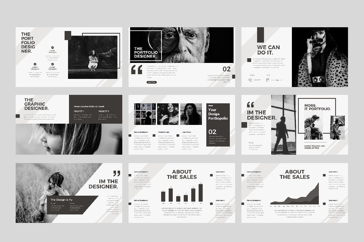 设计师专用黑白PPT模板好看的ppt模板下载优秀ppt模板下载[PPTX]