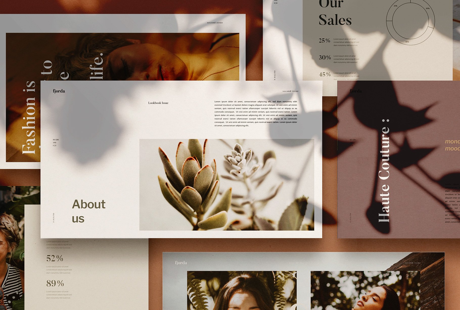 时尚主题风格PPT幻灯片模板 FJORDA – Powerpoint Template