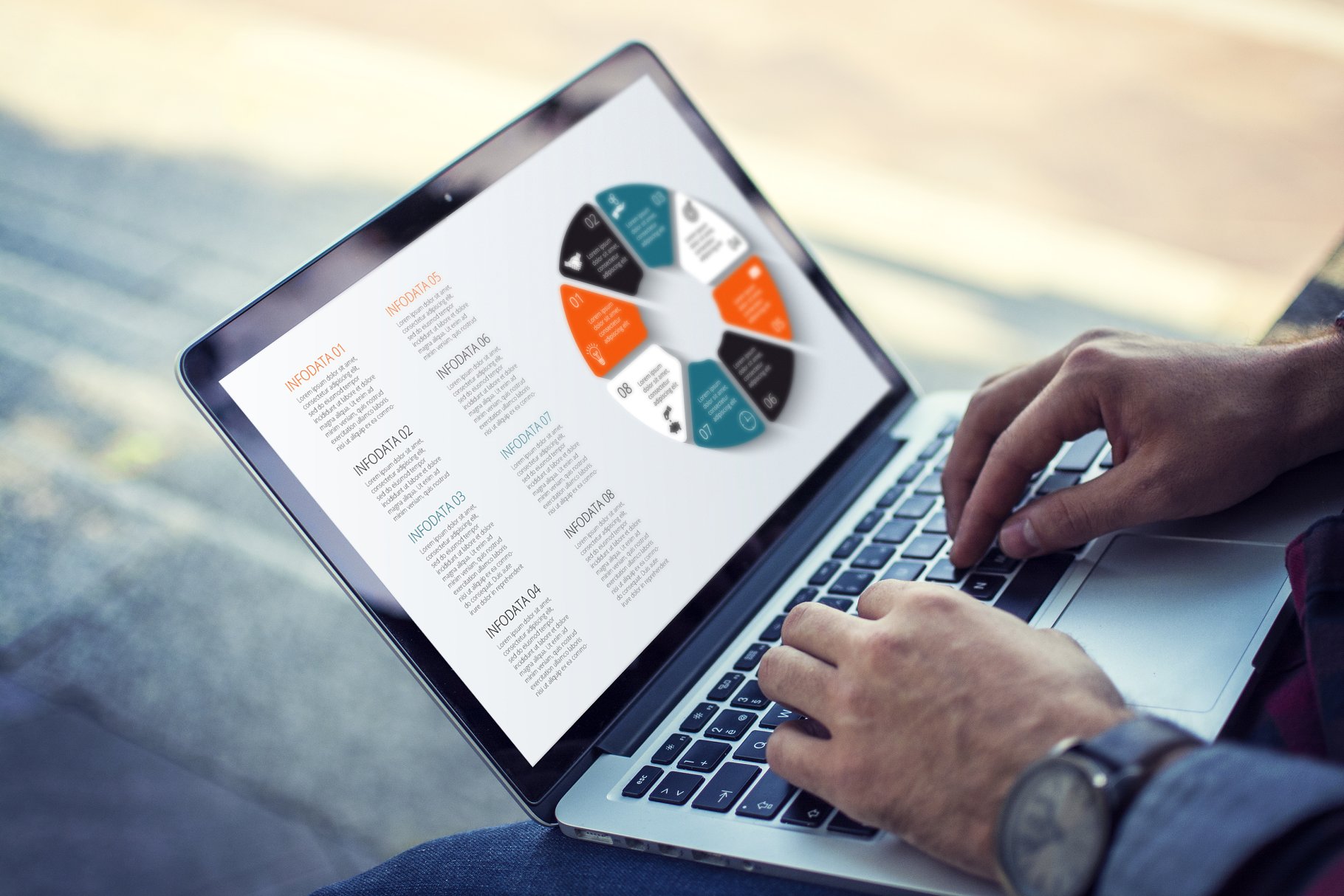 信息图标数据展示ppt模板 Infographics template set v.8