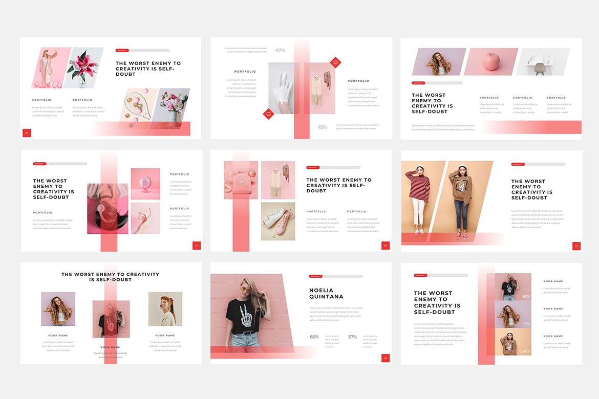 PPT | 红白配渐变创意创新现代布局排版商业营销领域幻灯片