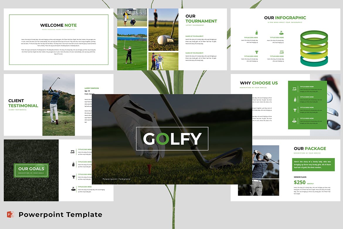 高尔夫内容介绍相关企业ppt模板总结ppt模板精美ppt模板