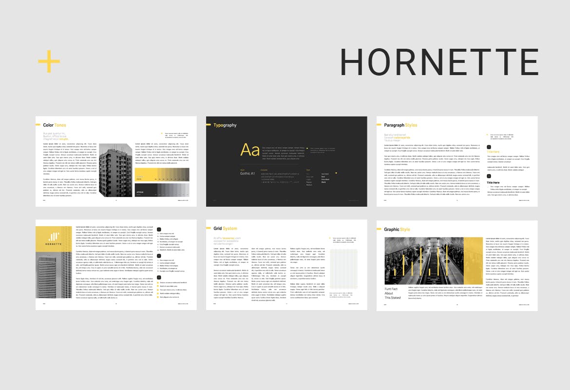 PPT | 现代极简商务VI提案演示幻灯片黄黑白灰高级色调