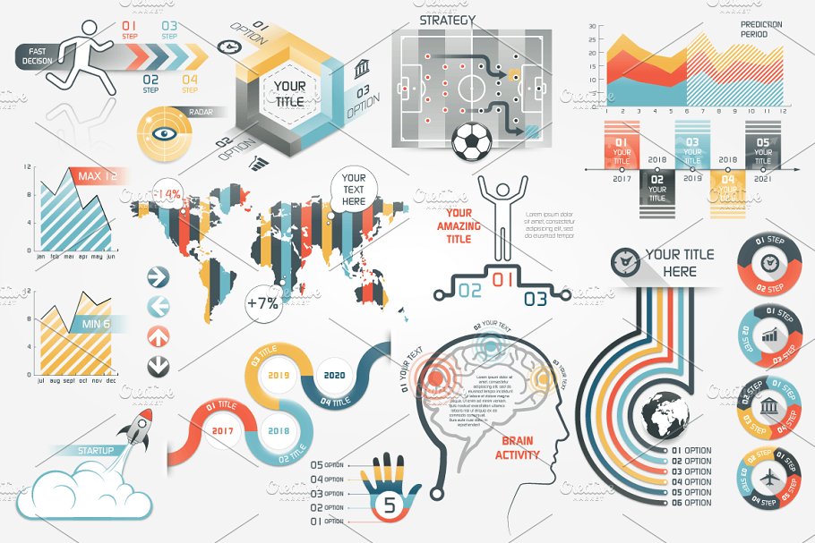 信息图表PPT素材包 Infographic Elements Bundle