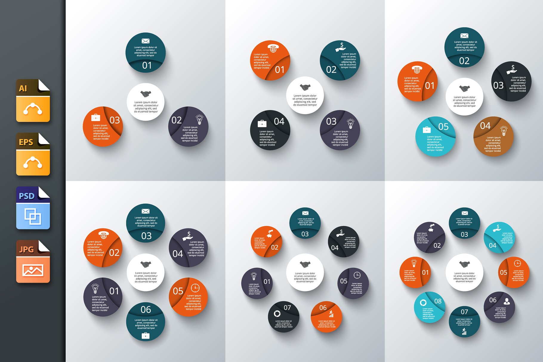 大数据PPT模板 Infographics template set v.11