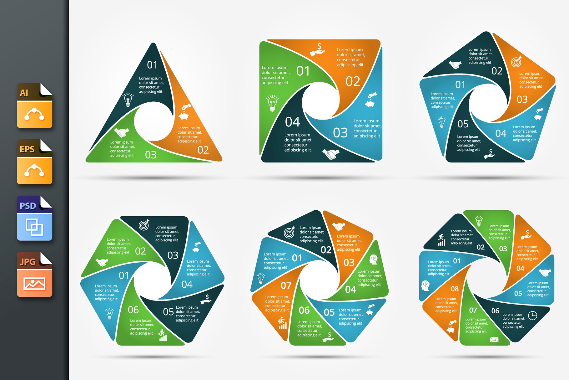 信息图标ppt模板 Infographics template set v.18