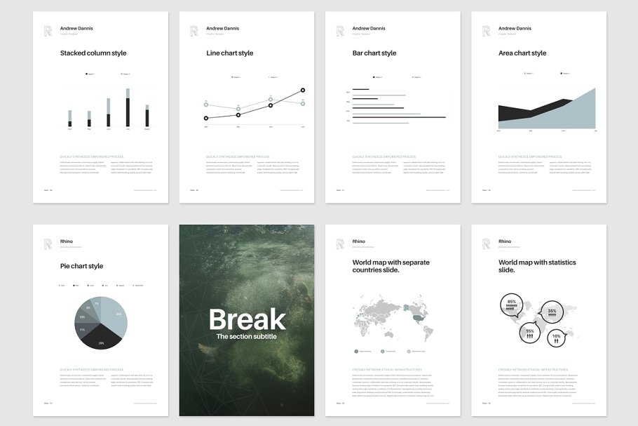 垂直主题模板 Rhino Vertical Keynote Template