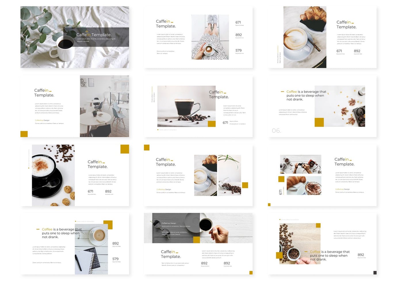 时尚高端优雅简约咖啡馆配色的多用途powerpoint幻灯片演示模板（pptx）