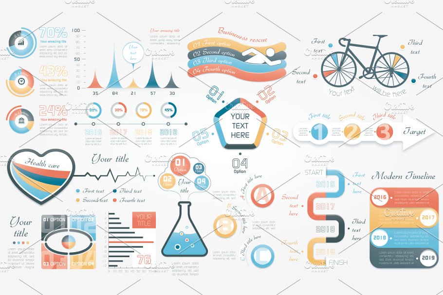 PPT素材信息图表统计图 Infographic Elements Bundle