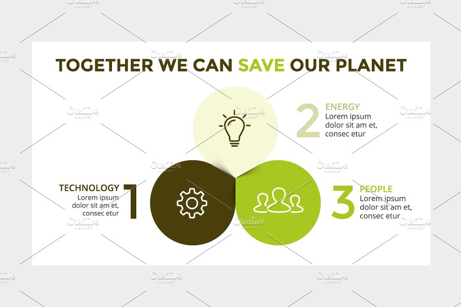 环形数据图表PPT模板 ECOLOGY – Circle Diagrams