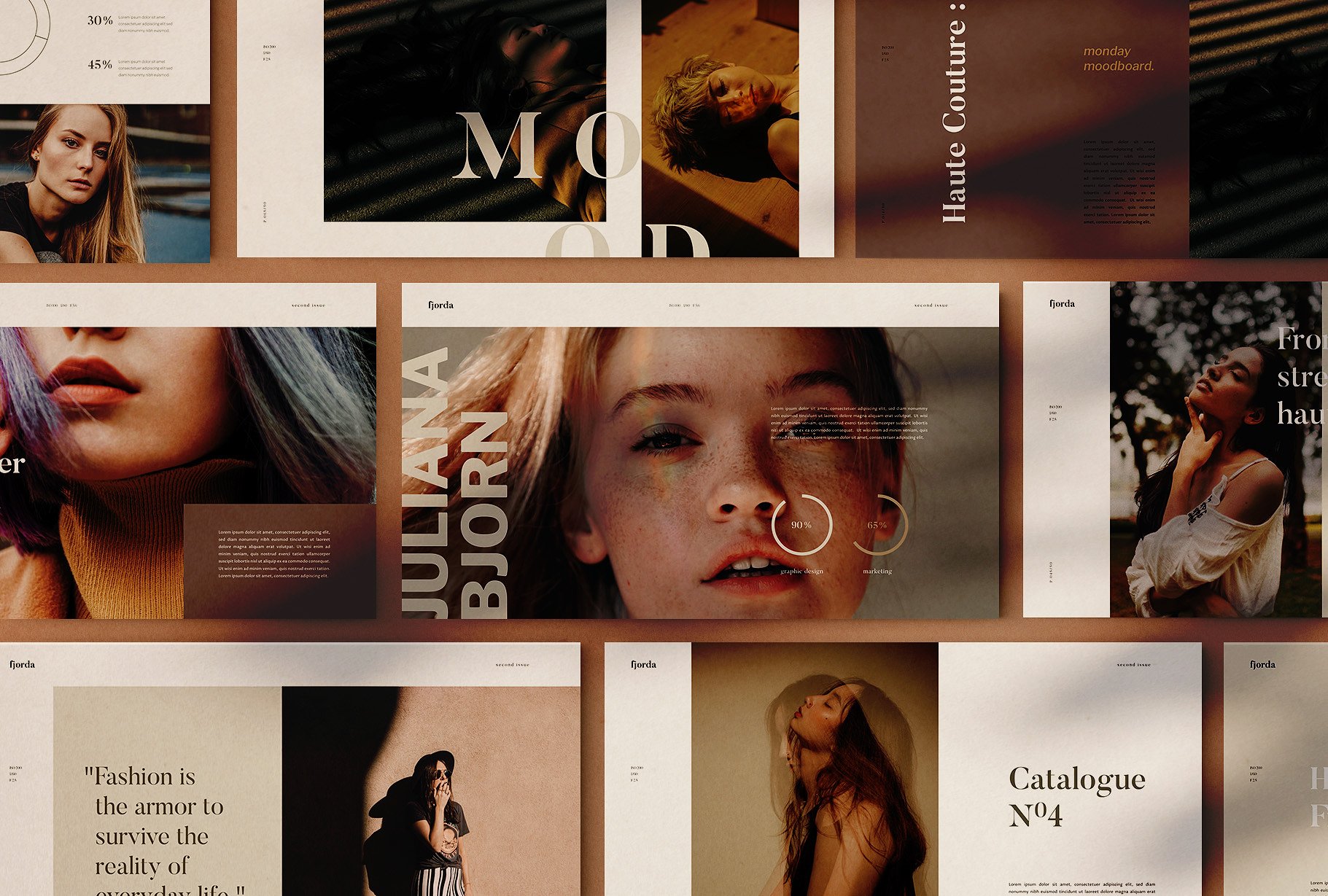 时尚主题风格PPT幻灯片模板 FJORDA – Powerpoint Template