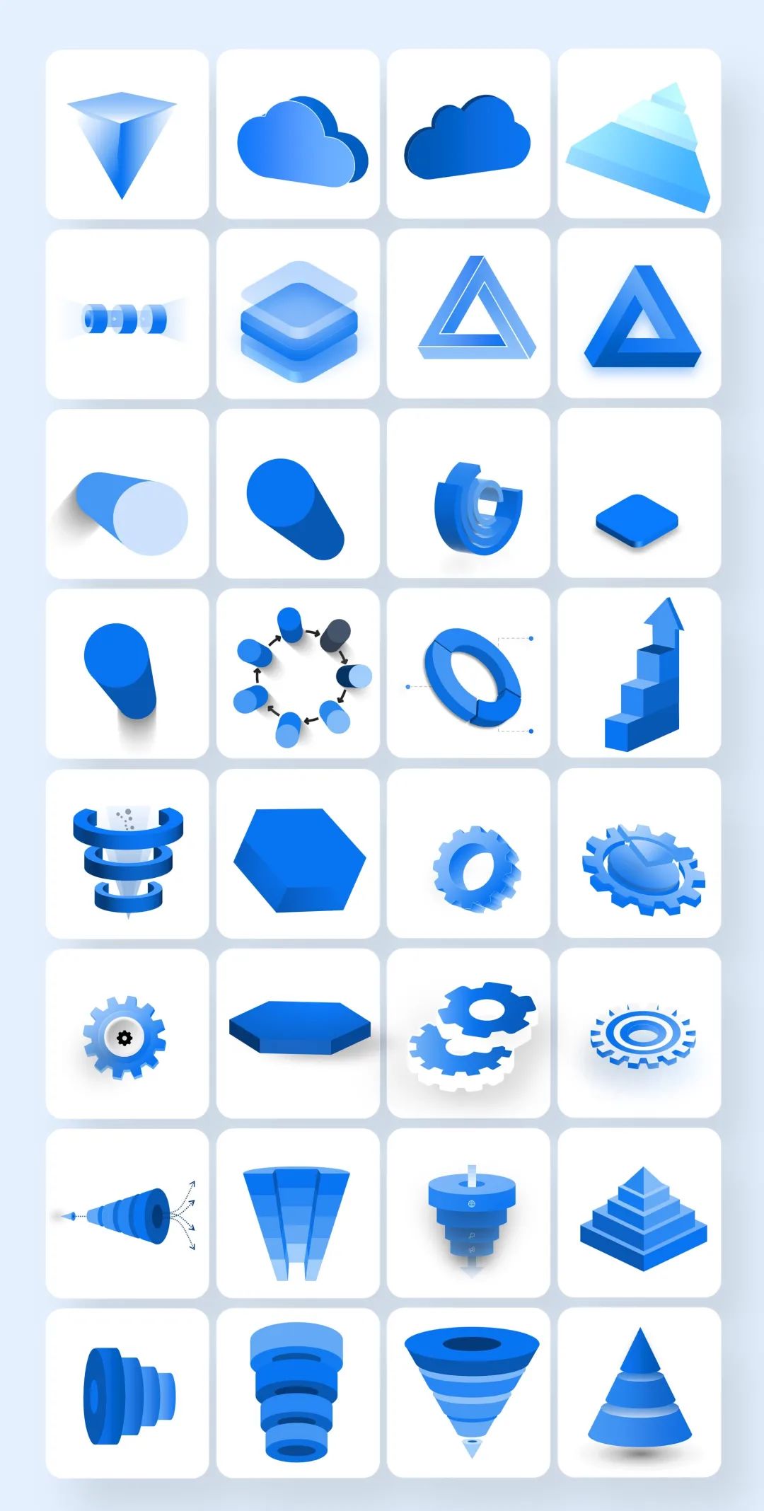 152款立体图形PPT素材组件，支持一键换色