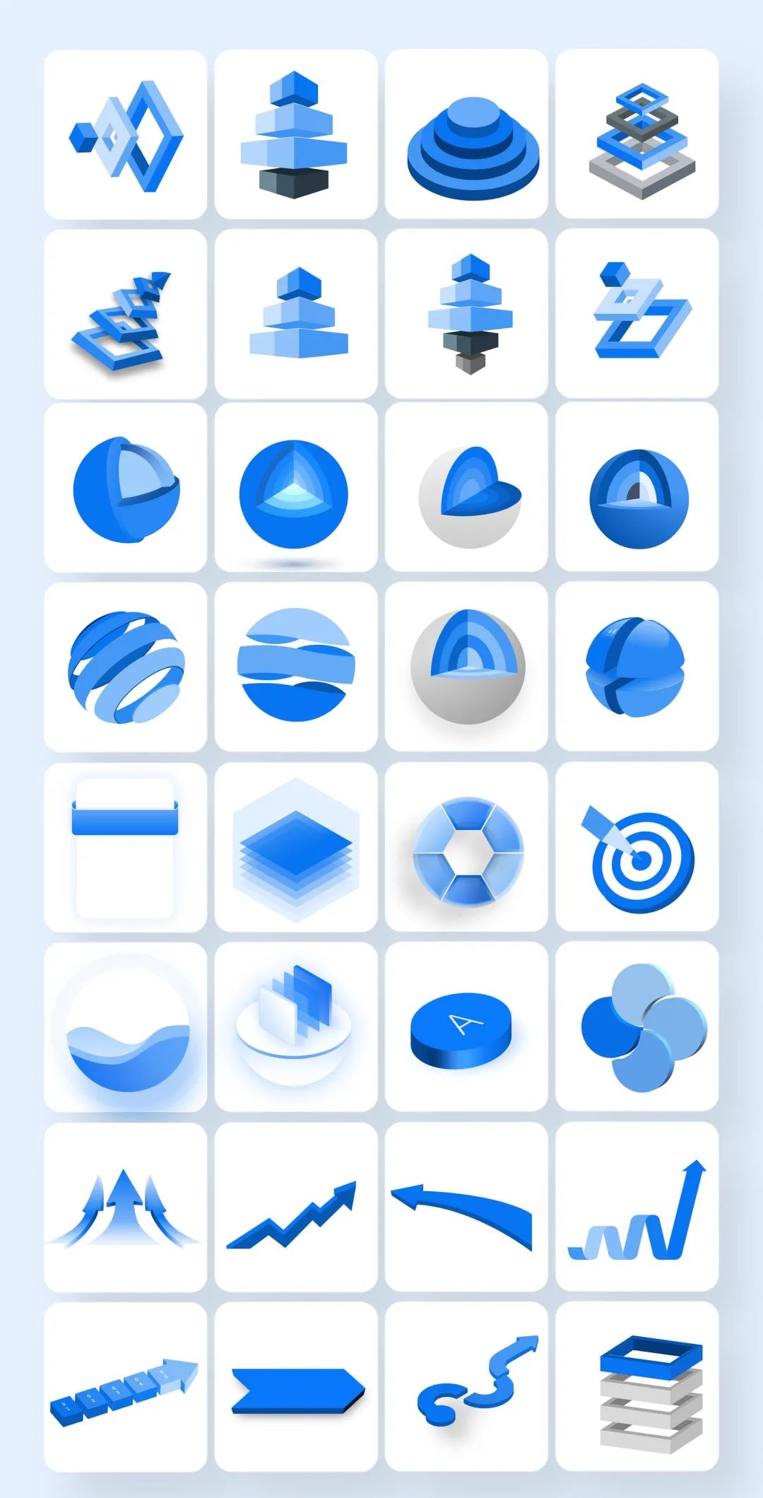 152款立体图形PPT素材组件，支持一键换色