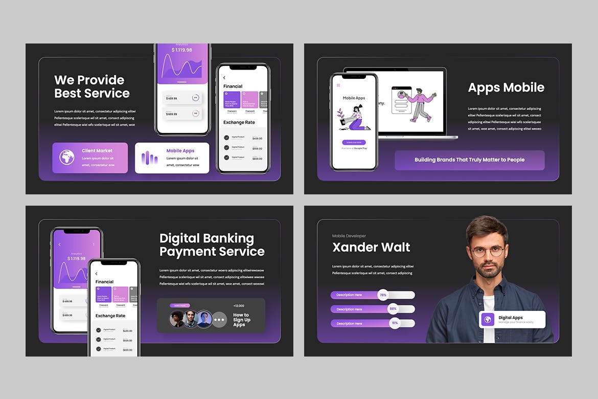 移动应用程序 PPT模板 (PPTX)
