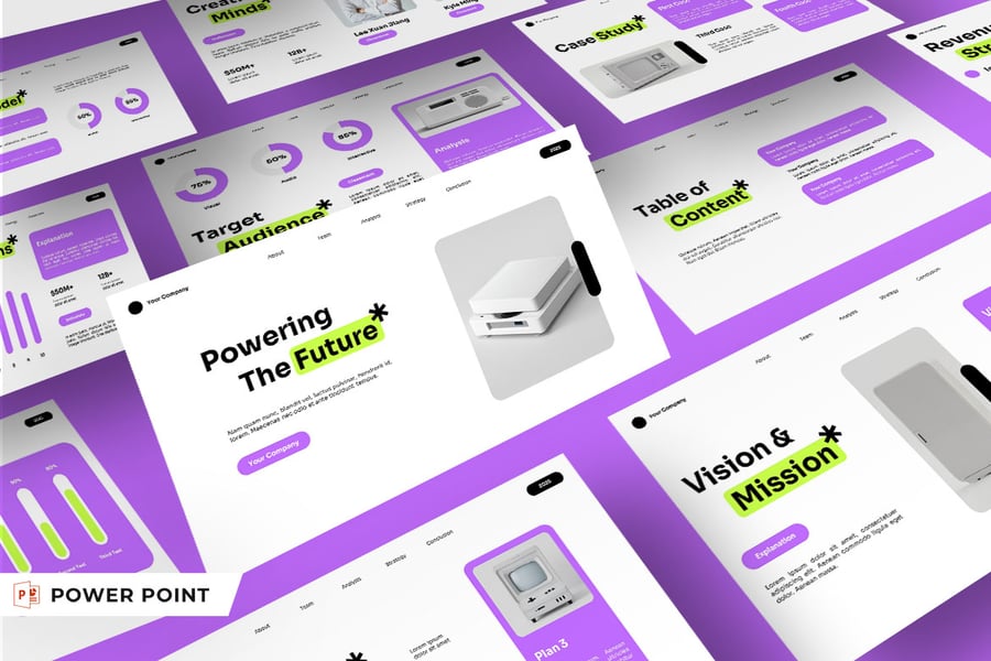 白色 紫色 黄色 产品介绍 PPT模版 (PPT,PPTX)