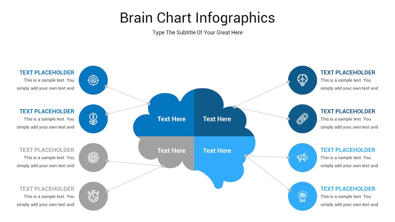 大脑图表数据展示ppt模板 (PPTX)