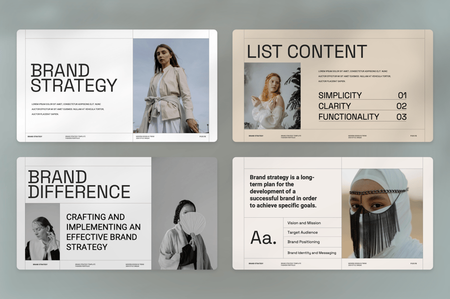 品牌策略指南演示 PPT模板 (PPTX)