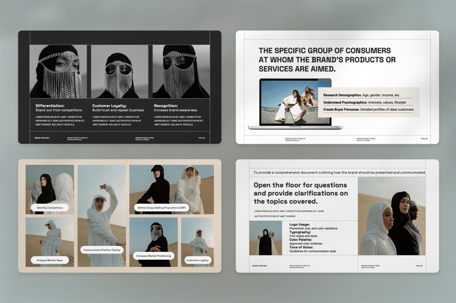 品牌策略指南演示 PPT模板 (PPTX)