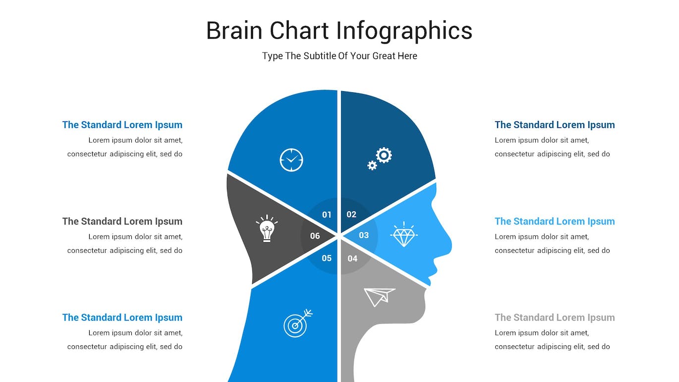大脑图表数据展示ppt模板 (PPTX)