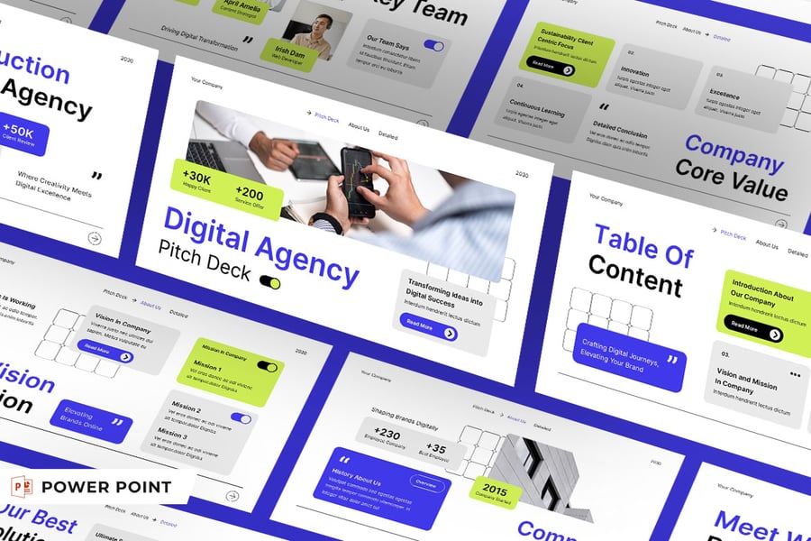 白色 蓝色 绿色 现代融资演讲稿 PPT模版 (PPT,PPTX)