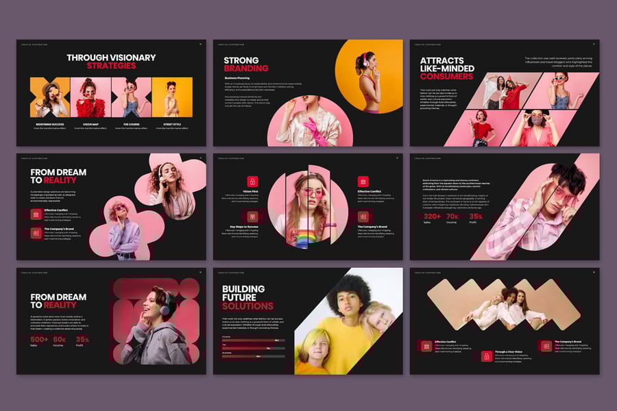 时尚中型幻灯片 PPT模板 (PPTX)