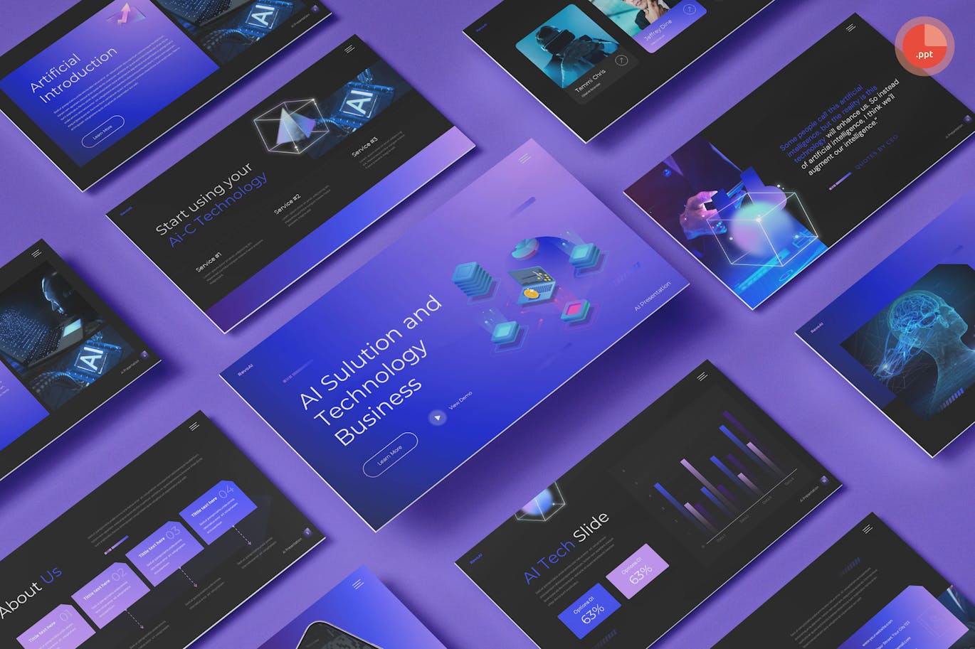 人工智能解决方案和技术PPT模版 (PPT,PPTX)