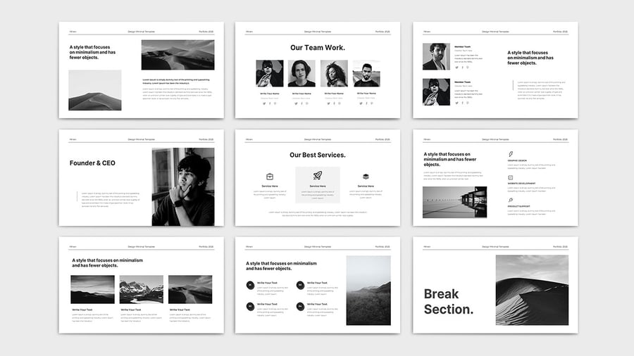 时尚黑白 PPT模版 (PPTX,PPT)