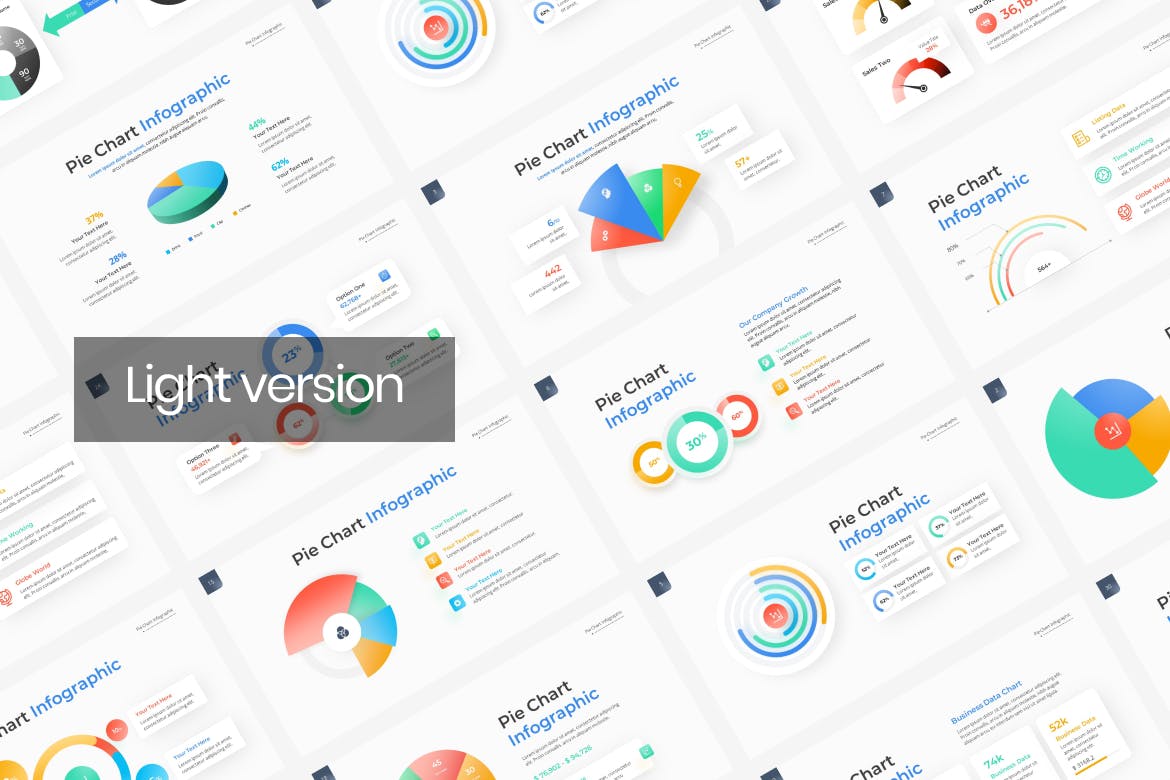 饼图信息图表渐变ppt模板 (PPTX)