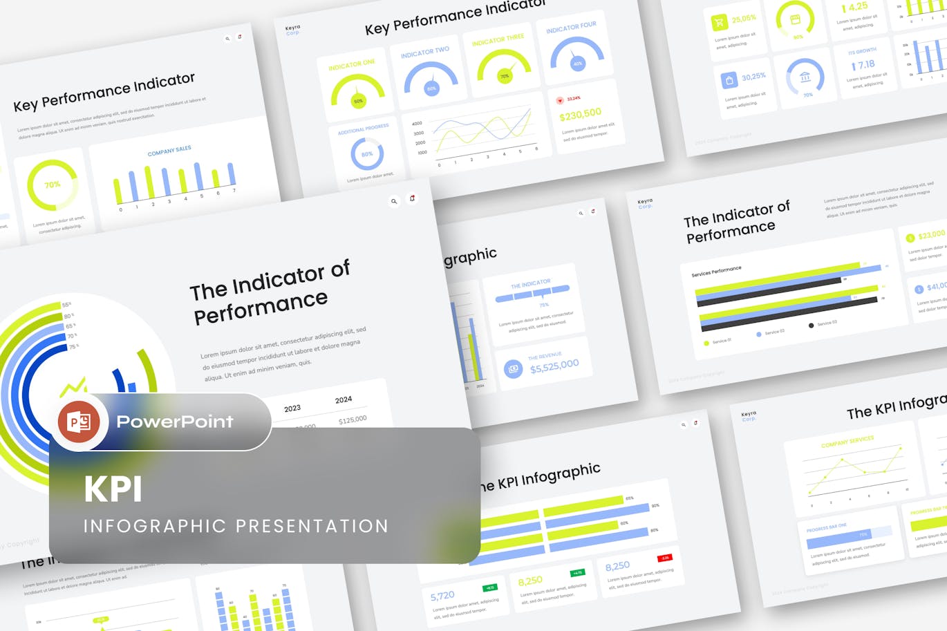 KPI 信息图表演示文稿 PPT模版 (PPTX)