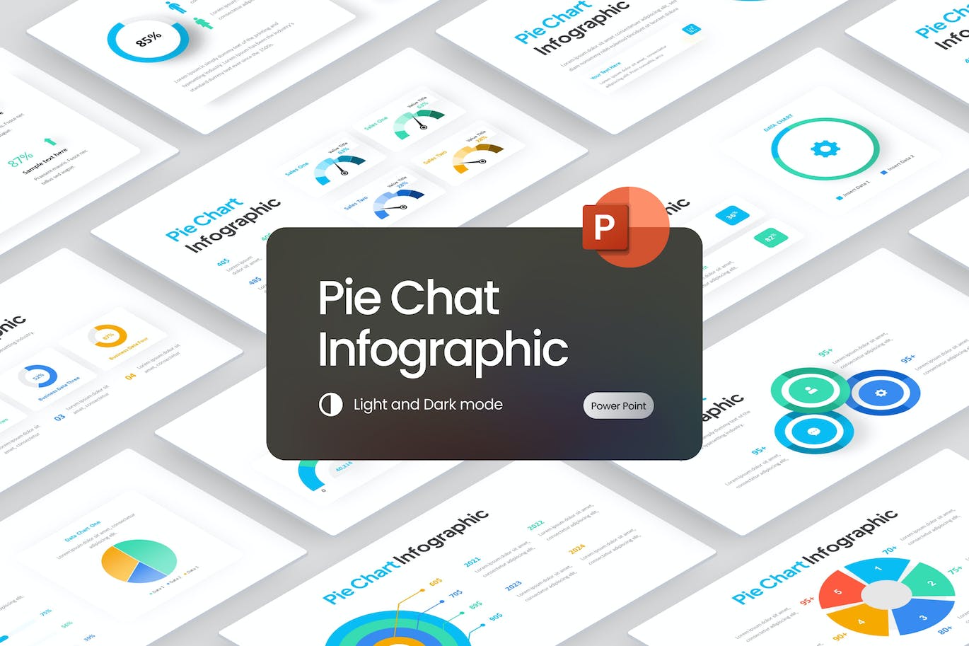 饼图数据统计 PowerPoint演示模板 (PPTX)