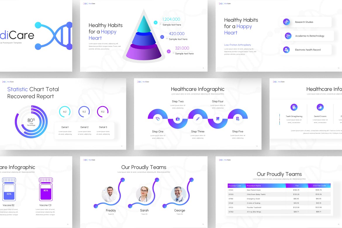 医疗信息图表PPT模版 (PPTX)